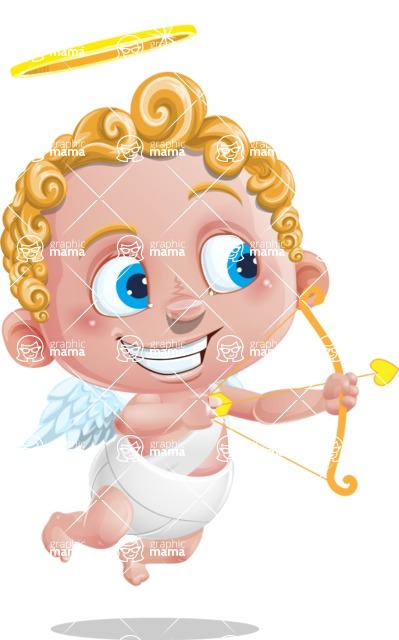 Cupid Cartoon Character - Cartoon Cupid with Bow and Arrow